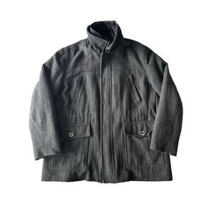 Tasso Elba Jacket Mens XXL Gray Wool Quilt Lined Utility Pocket Bomber Coat Mock